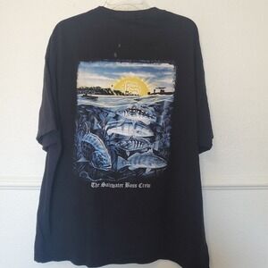 Fishing Syndicate Saltwater Bass Crew Graphic T-Shirt Black Mens 2XL Fish Print